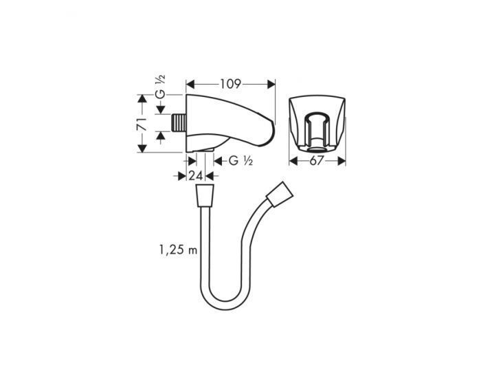 Hansgrohe Porter Е Тримач для душу, шланг, настінна дуга, хром, 27507000 27507000 фото