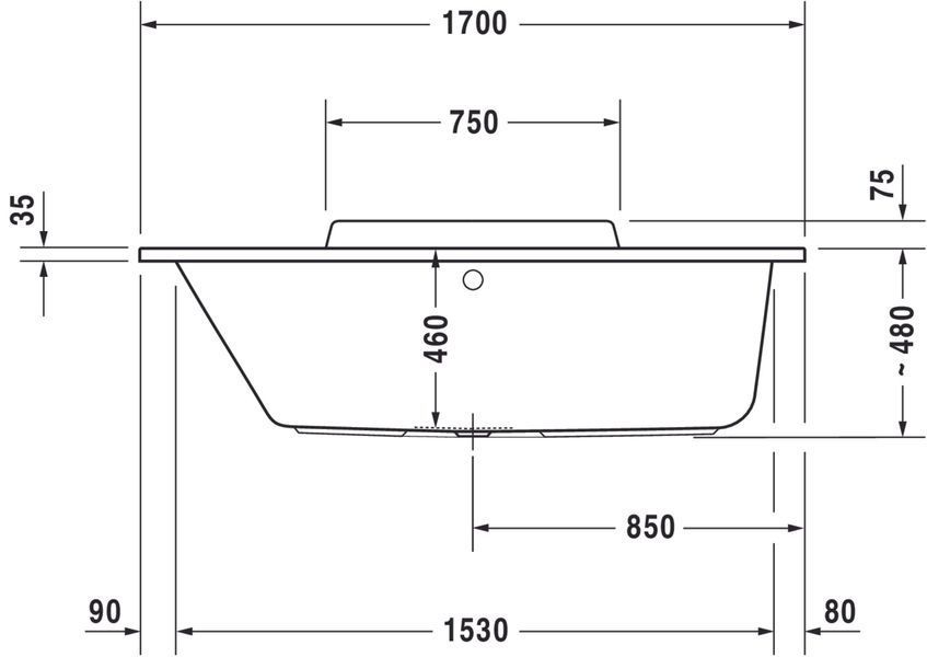 Duravit DuraStyle Гідромасажна ванна Білий колір 1700x750 mm, 760296000JS1000 760296000JS1000 фото