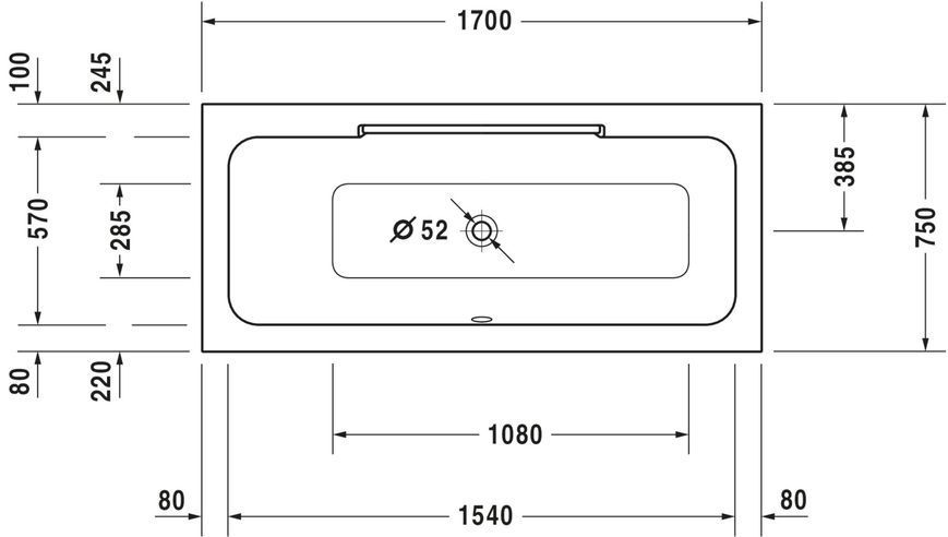 Duravit DuraStyle Гідромасажна ванна Білий колір 1700x750 mm, 760296000JS1000 760296000JS1000 фото
