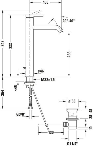 Duravit C.1 Одноважільний змішувач для умивальника, Хром Глянцевий, 196x40x322 мм, C11040001010 C11040001010 фото