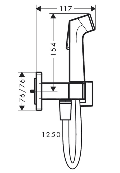 HANSGROHE BIDETTE 1jet E Гігієнічний душ зі шлангом та тримачем, хром, 29233000 29233000 фото