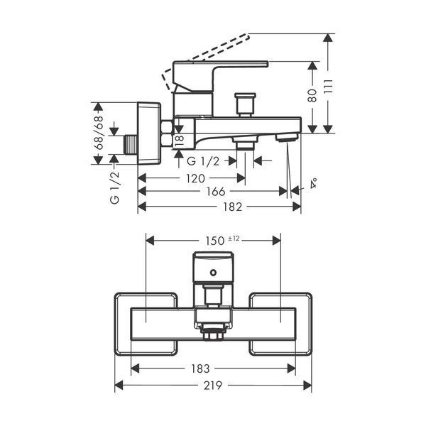 Hansgrohe VERNIS SHAPE Змішувач для ванни зовнішнього монтажу, хром, 71450000 71450000 фото