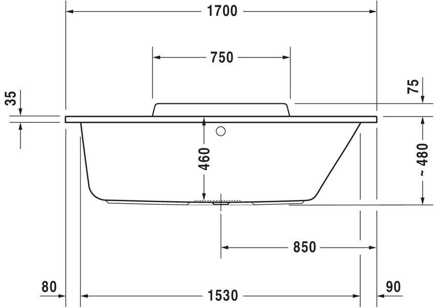 Duravit DuraStyle Гидромассажная ванна Белый цвет 1700x750 mm, 760297000AS0000 760297000AS0000 фото