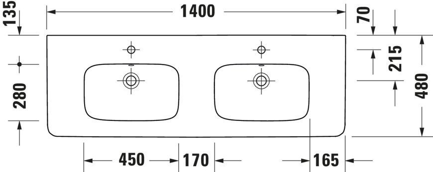 Duravit DuraStyle Подвійний умивальник Білий колір 1400 мм, 2357140000 2357140000 фото
