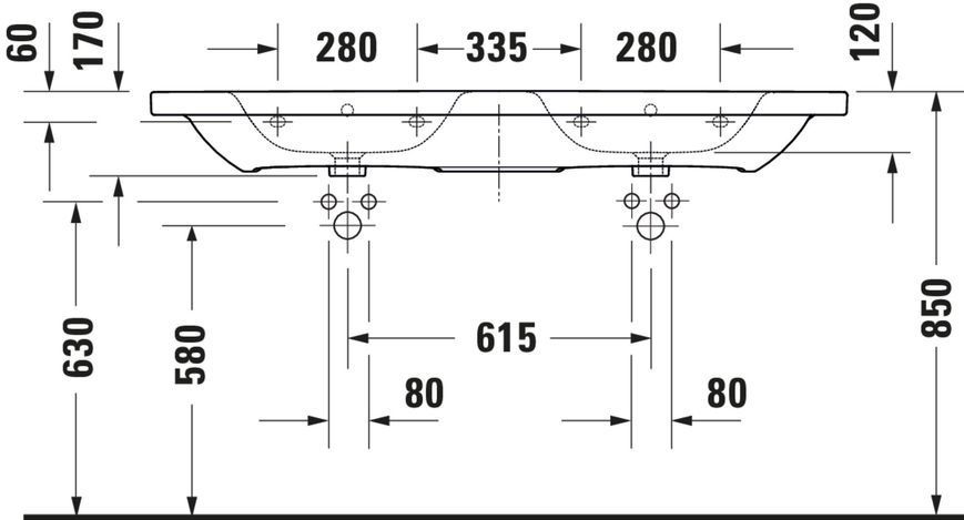 Duravit DuraStyle Подвійний умивальник Білий колір 1400 мм, 2357140000 2357140000 фото