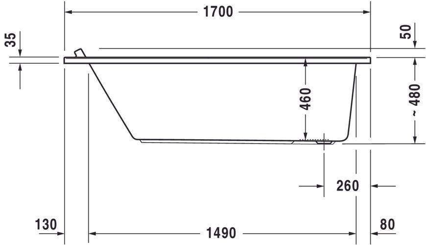 Duravit Starck Гідромасажна ванна Білий колір 1700x800 mm, 760336000JS1000 760336000JS1000 фото