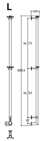 MARGAROLI ARCOBALENO Рушникосушка 168,5 см (int.152,6) електрична, з вимикачем, хром, 616/L/B/CR 616/L/B/CR фото