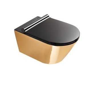Catalano Gold&Silver Унитаз подвесной безободковый 35x55 чёрный/золотой, 1VS55NRNO 1VS55NRNO фото