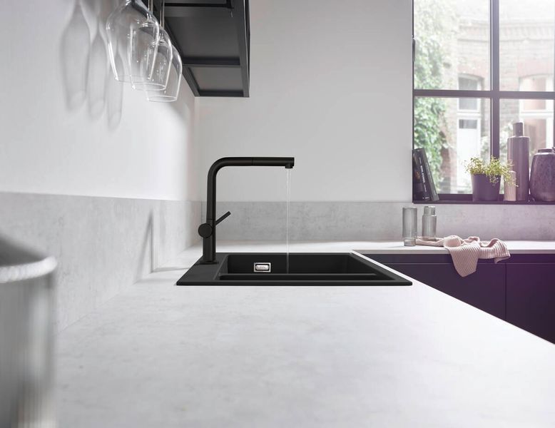 Змішувач hansgrohe Talis M54 для кухонного миття з висувним душем, чорний матовий 72808670 72808670 фото