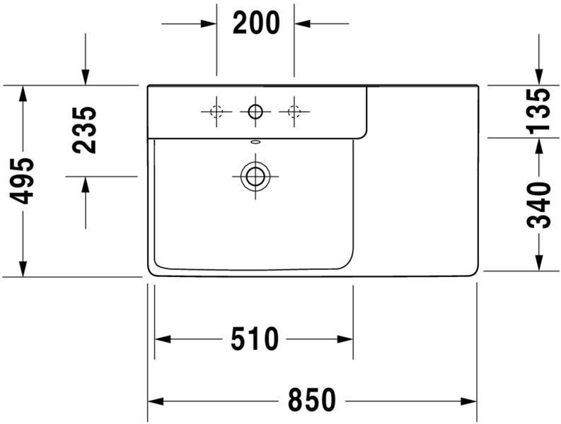 Duravit P3 Comforts Умивальник Білий колір 850 мм, 2333850000 2333850000 фото