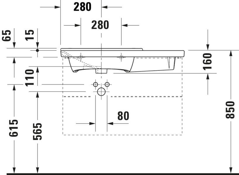Duravit P3 Comforts Умивальник Білий колір 850 мм, 2333850000 2333850000 фото