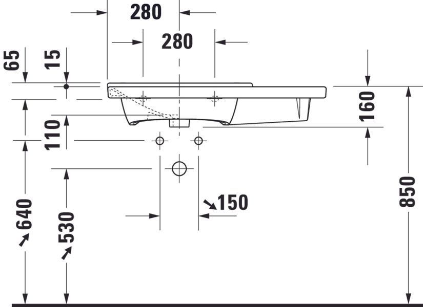 Duravit P3 Comforts Умивальник Білий колір 850 мм, 2333850000 2333850000 фото