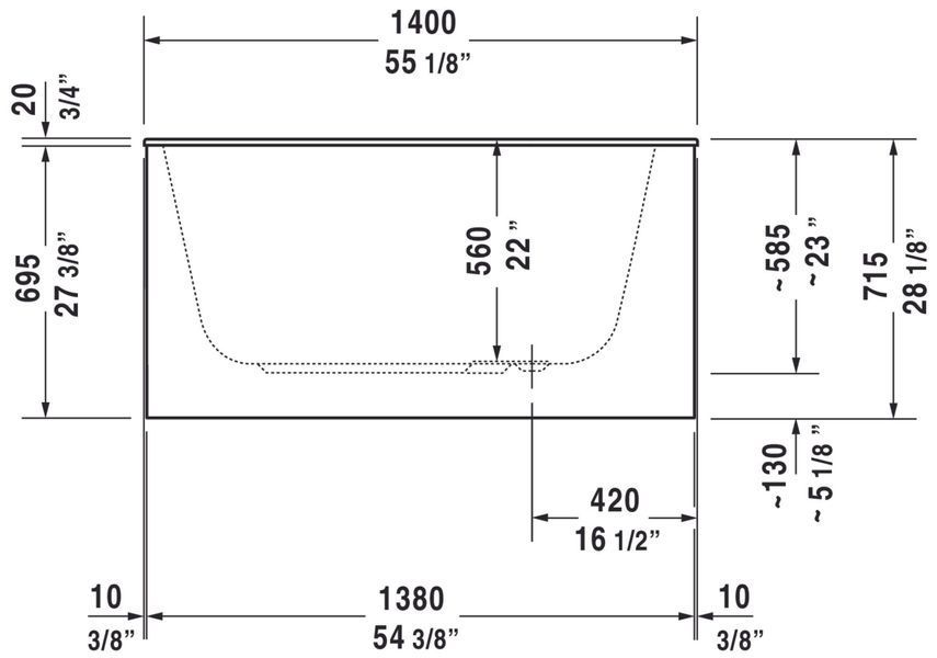 Duravit DuraStyle Ванни Білий колір 1400x800 mm, 700233000000000 700233000000000 фото