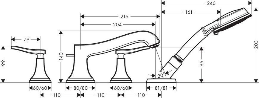 Змішувач hansgrohe Metropol Classic на борт ванни 31441090 31441090 фото
