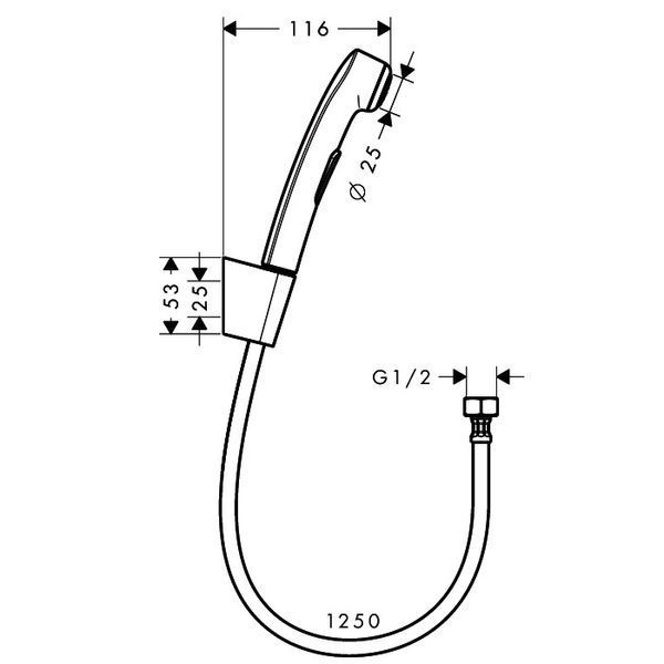 Hansgrohe LOGIS Набір для біде СМ: суміш. для душу вбуд. 71604000+встр частина суміш-ля 13620180+шланг.підключення 27454000+гігієн. душ зі шлангом 1,25м 32129000, хром, 20210007 20210007 фото