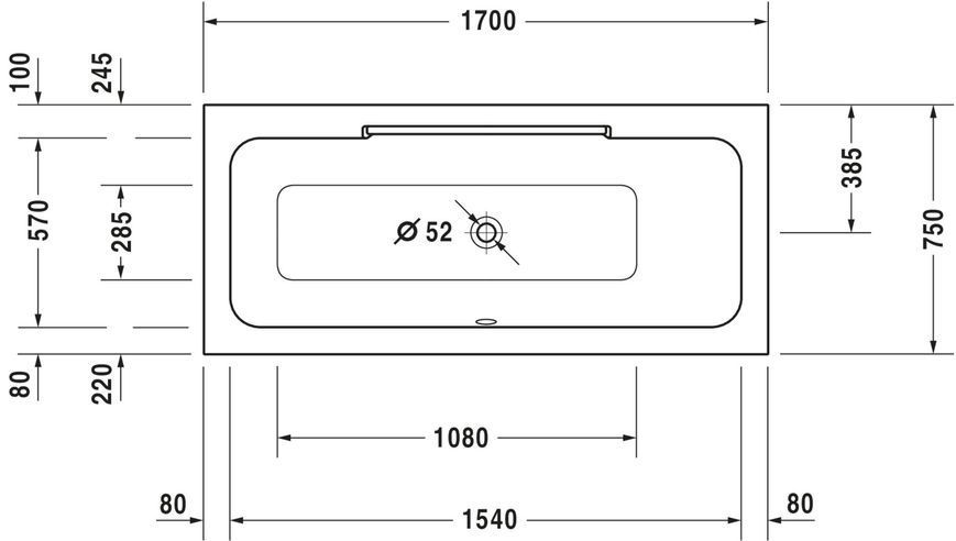 Duravit DuraStyle Гидромассажная ванна Белый цвет 1700x750 mm, 760297000CL1000 760297000CL1000 фото