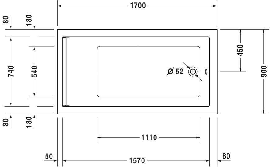 Duravit Starck Гидромассажная ванна Белый цвет 1700x900 mm, 760337000CE1000 760337000CE1000 фото