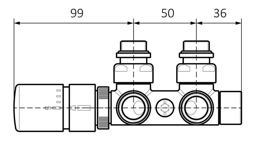 TERMA HEX Комплект інтегрованих клапанів 1/2 x 15, лівий кутовий TRV, хром, WRZT5G1-CR WRZT5G1-CR фото