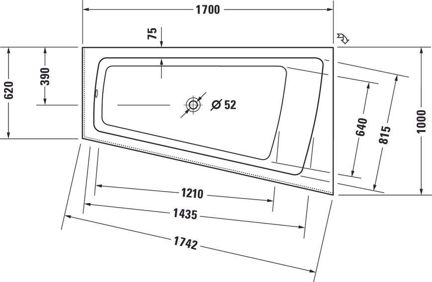 Duravit Paiova Гідромасажна ванна Білий колір 1700x1000 mm, 760265000CL1000 760265000CL1000 фото