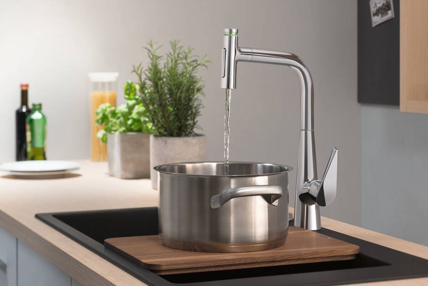 Смеситель hansgrohe Talis Select M51 для кухонной мойки с выдвижным душем, под сталь 73867800 73867800 фото