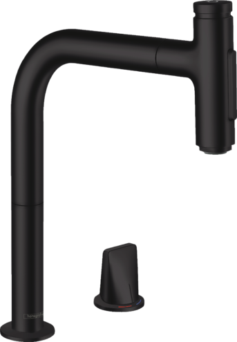 Смеситель hansgrohe Metris Select M71 для кухонной мойки с выдвижным душем, матовый черный 73818670 73818670 фото