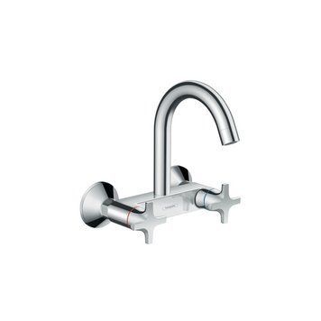 Hansgrohe Logis Classic Кухонный смеситель на 2 ручки, Eco, настенный с высоким изливом, 1jet, хром, 71284000 71284000 фото