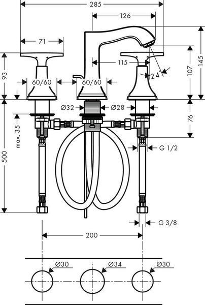Змішувач hansgrohe Metropol Classic для раковини 31306000 31306000 фото