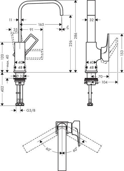 Смеситель hansgrohe Metropol для раковины со сливным клапаном Push-Open 74511000 74511000 фото