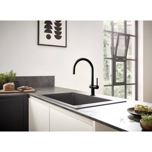 Hansgrohe Talis M54 Кухонный смеситель однорычажный, 220, с запорным вентилем, 1jet, чёрный матовый, 72805670 72805670 фото