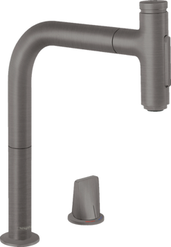 Змішувач hansgrohe Metris Select M71 для кухонного миття з висувним душем, матовий чорний/хром 73818340 73818340 фото