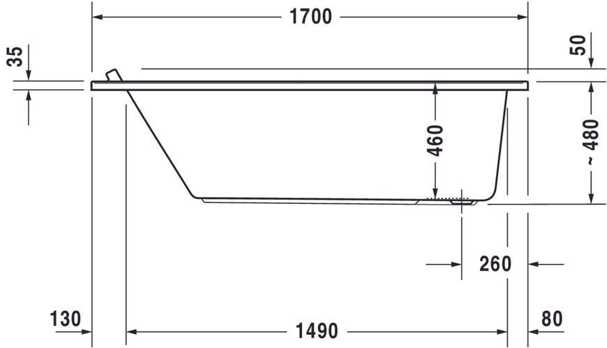 Duravit Starck Гидромассажная ванна Белый цвет 1700x900 mm, 760337000JS1000 760337000JS1000 фото