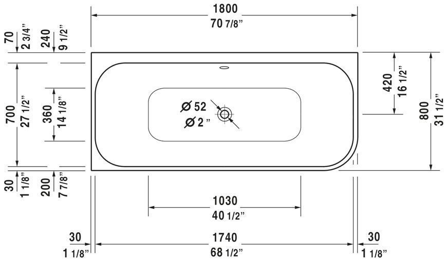 Duravit Happy D.2 Ванни Білий колір 1800x800 mm, 700316000000000 700316000000000 фото