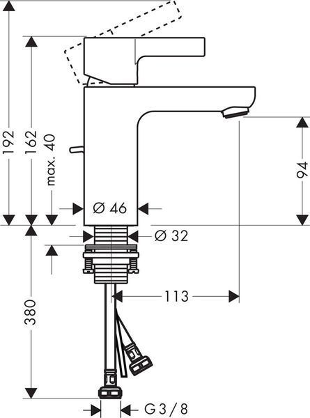 Смеситель hansgrohe Metris S 100 LowFlow с донным клапаном 31063000 31063000 фото