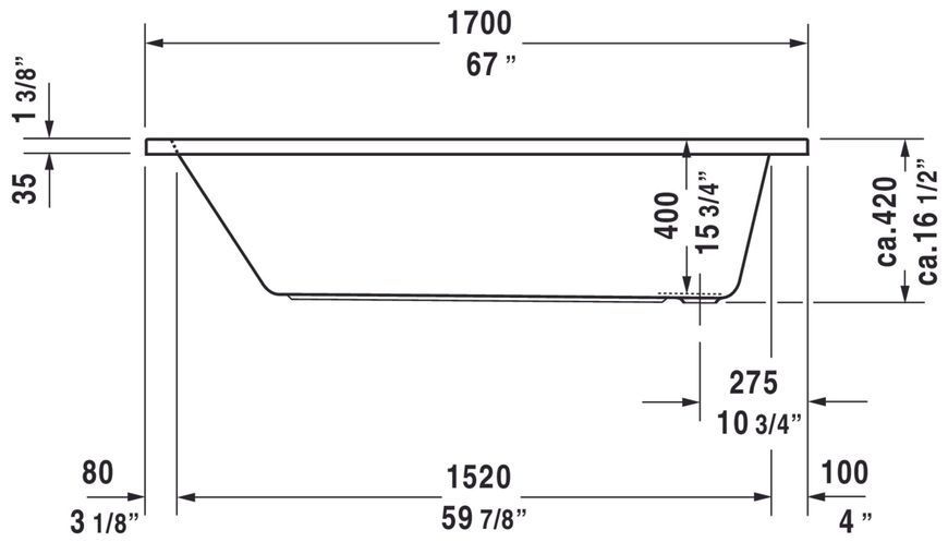 Duravit D-Code Ванни Білий колір 1700x700 mm, 700098000000000 700098000000000 фото