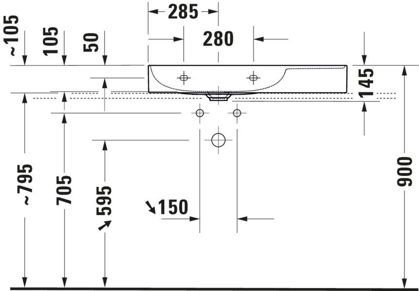 Duravit DuraSquare Умивальник Білий колір 800 мм, 23488000441 23488000441 фото