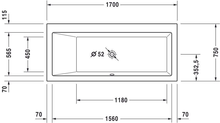 Duravit Vero Гідромасажна ванна Білий колір 1700x750 mm, 760133000CL1000 760133000CL1000 фото