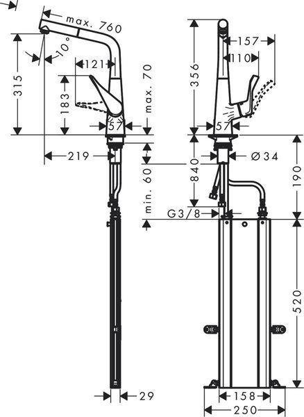 Смеситель hansgrohe Metris M71 для кухонной мойки, хром 73812000 73812000 фото