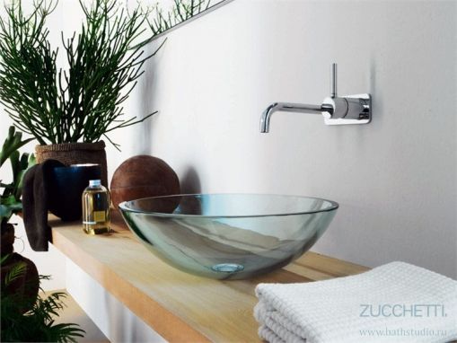 Zucchetti Kos PAN Смеситель для умывальника на пластине, встроенный, внешняя часть, носик 23 см, чёрный, ZP6124.N7 ZP6124.N7 фото
