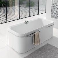Novellini DIVINA F Ванна отдельностоящая 180x80x63см без г/м, с рамой и сливн. колонной, ободок и полка из нерж.стали, подголовник, бел.мат., DIV21808C-U1U DIV21808C-U1U фото