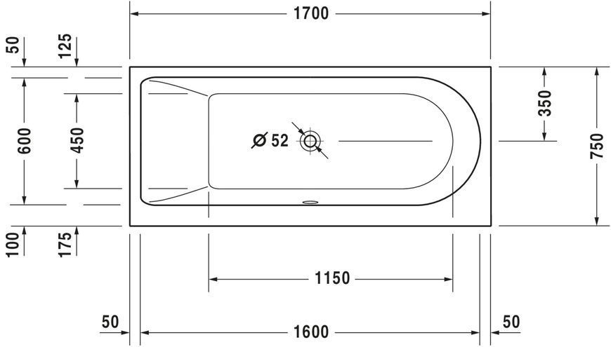 Duravit Darling New Гідромасажна ванна Білий колір 1700x750 mm, 760242000AS0000 760242000AS0000 фото
