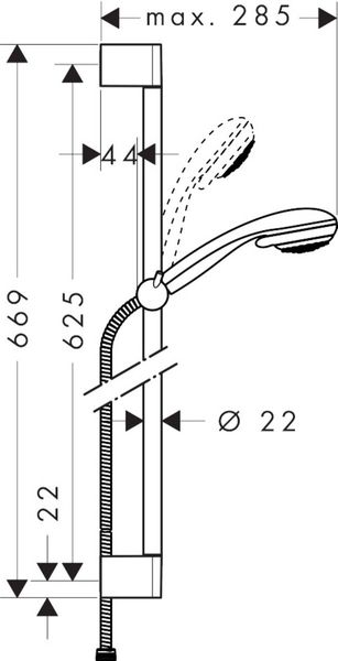 Душовий набір hansgrohe Crometta 85 Vario із душовою штангою 65 см 27763000 27763000 фото