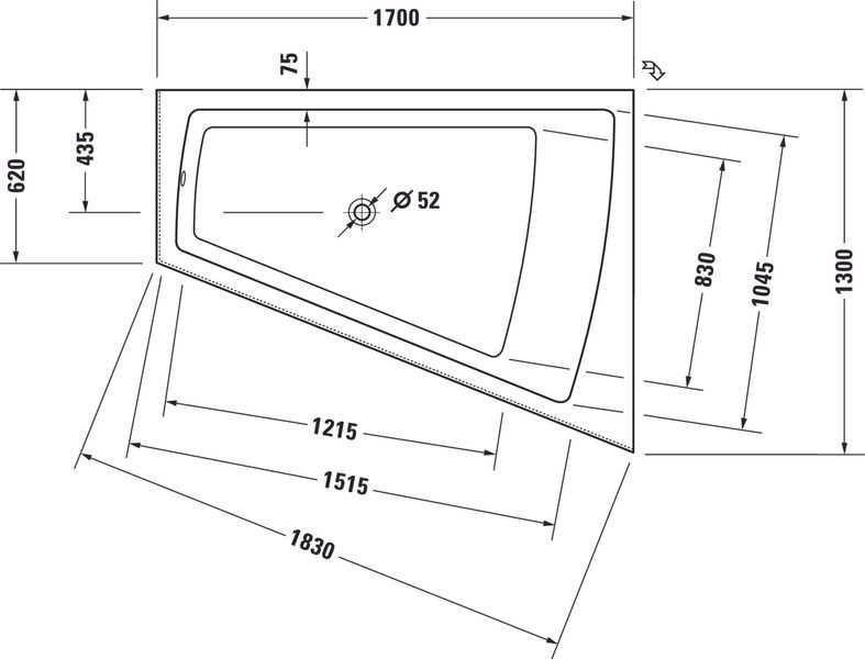Duravit Paiova Гідромасажна ванна Білий колір 1700x1300 mm, 760267000CE1000 760267000CE1000 фото