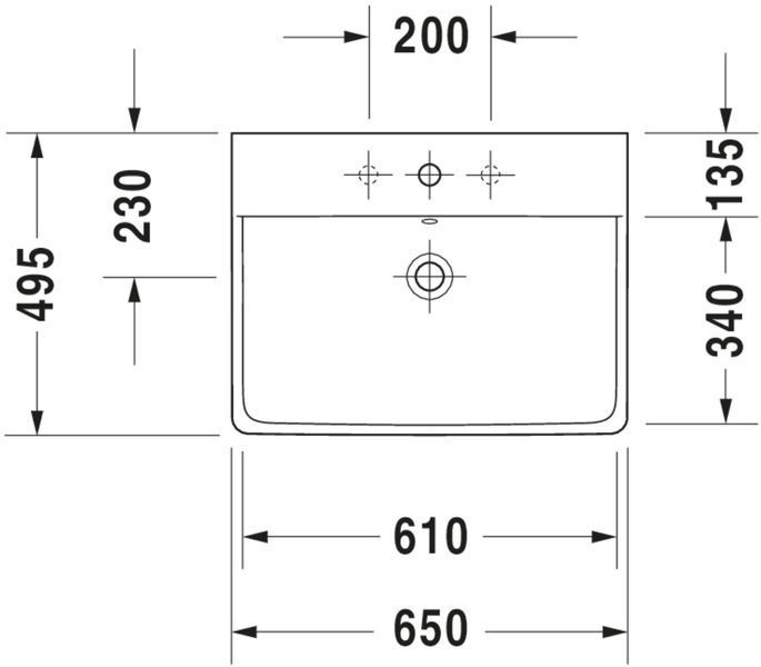 Duravit P3 Comforts Умивальник Білий колір 650 мм, 2332650000 2332650000 фото