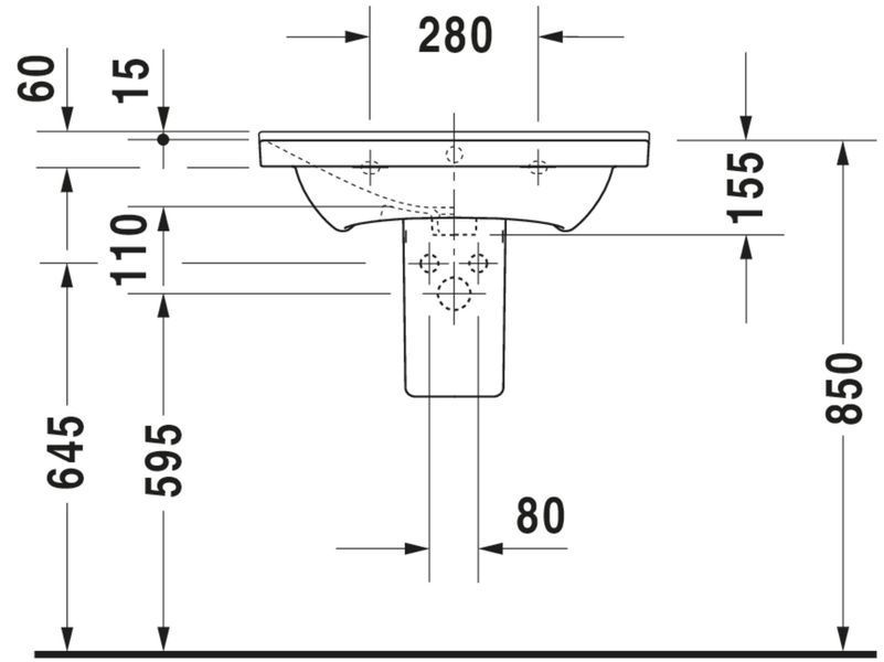 Duravit P3 Comforts Умивальник Білий колір 650 мм, 2332650000 2332650000 фото