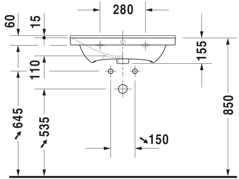 Duravit P3 Comforts Умивальник Білий колір 650 мм, 2332650000 2332650000 фото