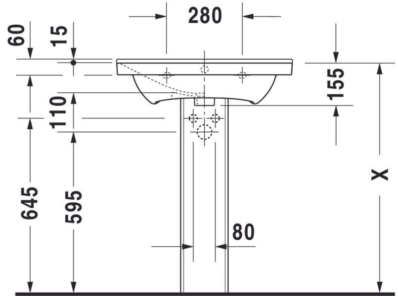 Duravit P3 Comforts Умивальник Білий колір 650 мм, 2332650000 2332650000 фото