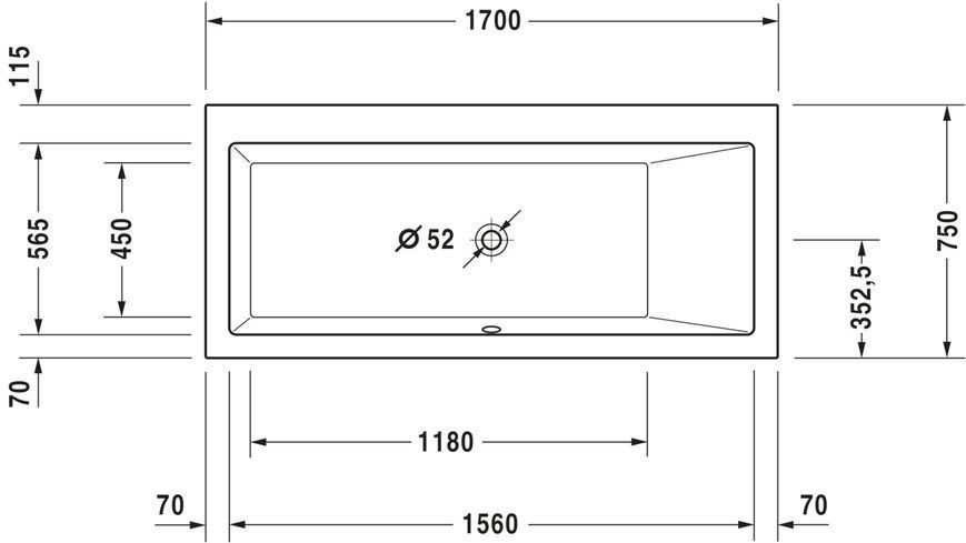 Duravit Vero Гідромасажна ванна Білий колір 1700x750 mm, 760134000CE1000 760134000CE1000 фото