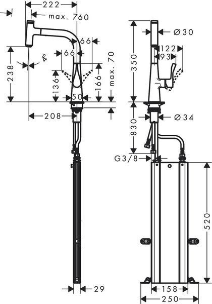 Смеситель hansgrohe Metris Select M71 для кухонной мойки, хром 73802000 73802000 фото