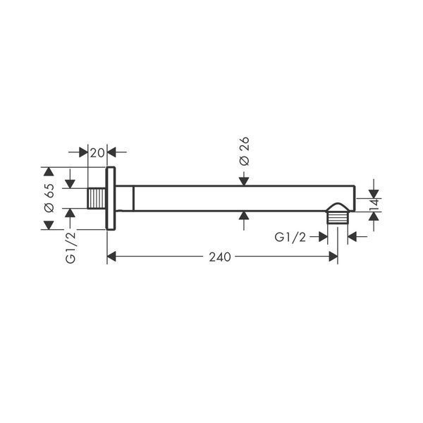 Hansgrohe VERNIS BLEND Держатель лейки верхнего душа 24 см, черный матовый, 27809670 27809670 фото