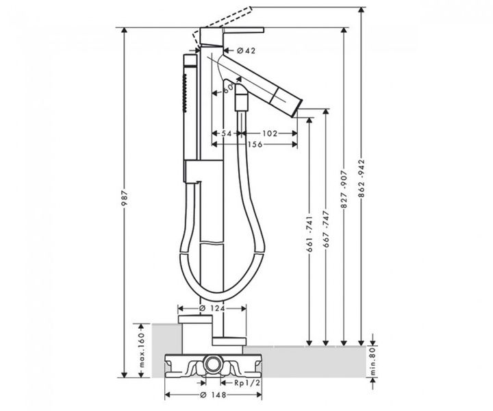 AXOR Starck Підлоговий змішувач для ванни, хром, 10455000 10455000 фото